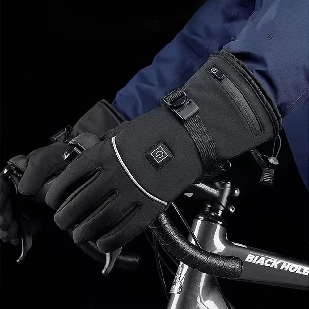 Winter Warm Moto Heated Gloves Rechargeable 5000Mah Ski Electric Heated Gloves Outdoor Windproof Bicycle Heating Gloves Men